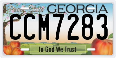GA license plate CCM7283