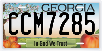 GA license plate CCM7285