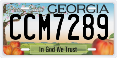 GA license plate CCM7289