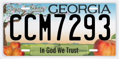 GA license plate CCM7293