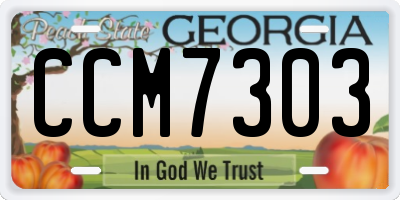 GA license plate CCM7303