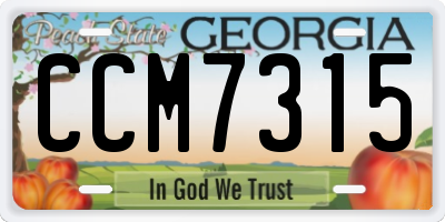 GA license plate CCM7315
