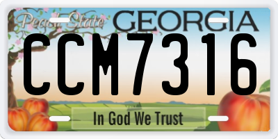 GA license plate CCM7316