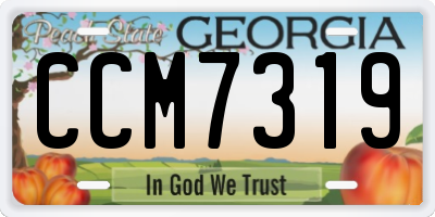 GA license plate CCM7319