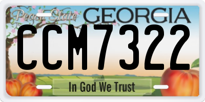 GA license plate CCM7322