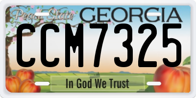 GA license plate CCM7325