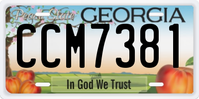 GA license plate CCM7381