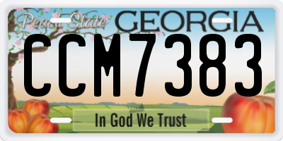 GA license plate CCM7383