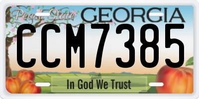 GA license plate CCM7385