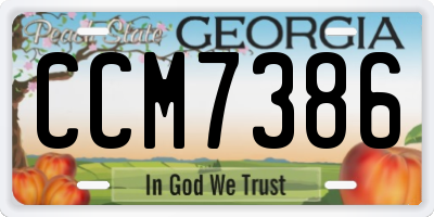 GA license plate CCM7386