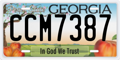 GA license plate CCM7387