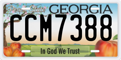 GA license plate CCM7388