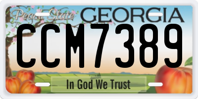 GA license plate CCM7389
