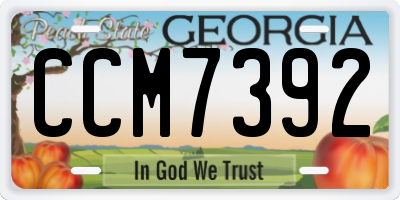 GA license plate CCM7392