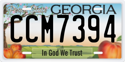 GA license plate CCM7394