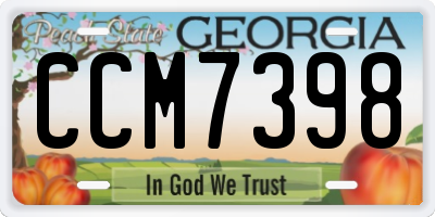 GA license plate CCM7398
