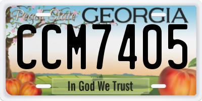 GA license plate CCM7405