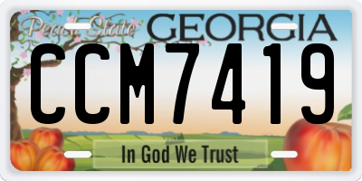 GA license plate CCM7419