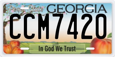 GA license plate CCM7420