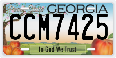 GA license plate CCM7425