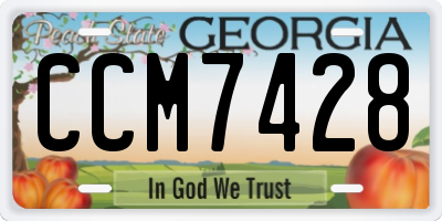 GA license plate CCM7428