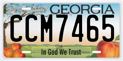 GA license plate CCM7465