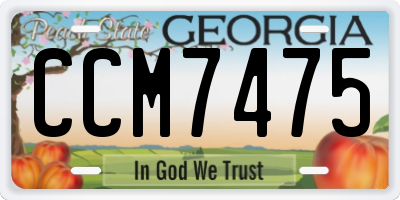 GA license plate CCM7475