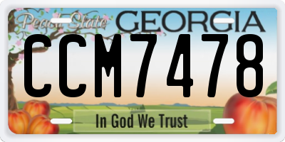 GA license plate CCM7478