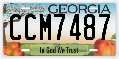 GA license plate CCM7487