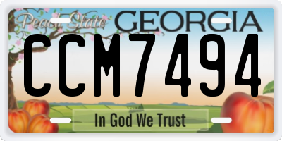GA license plate CCM7494
