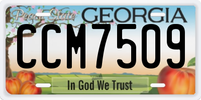 GA license plate CCM7509