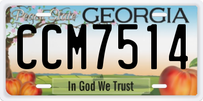 GA license plate CCM7514