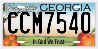GA license plate CCM7540