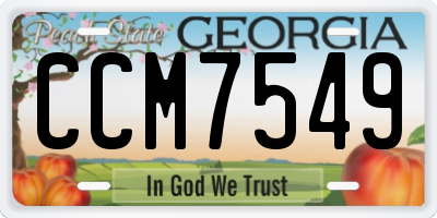 GA license plate CCM7549