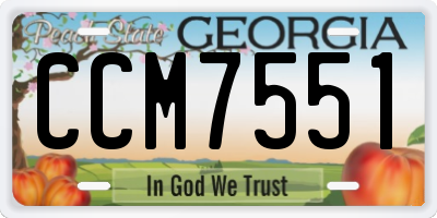 GA license plate CCM7551
