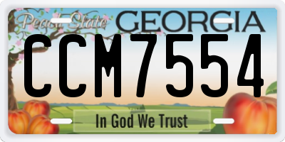 GA license plate CCM7554