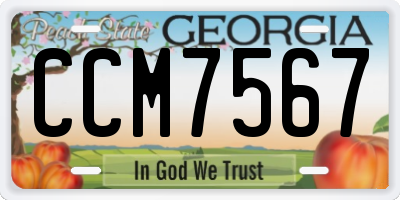 GA license plate CCM7567