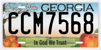GA license plate CCM7568