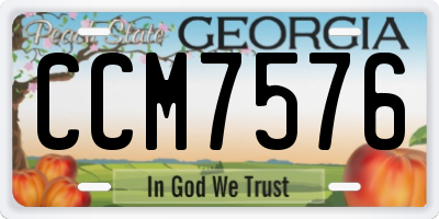 GA license plate CCM7576