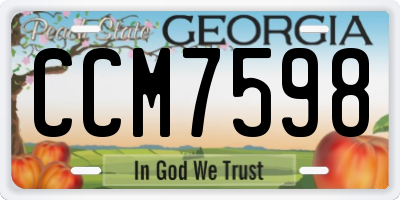 GA license plate CCM7598