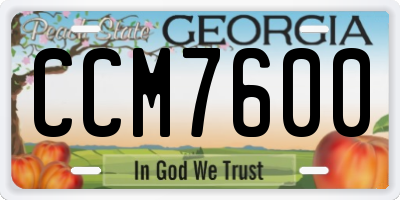 GA license plate CCM7600