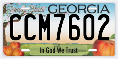 GA license plate CCM7602