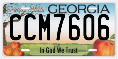 GA license plate CCM7606