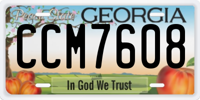 GA license plate CCM7608