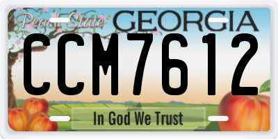 GA license plate CCM7612
