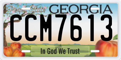 GA license plate CCM7613