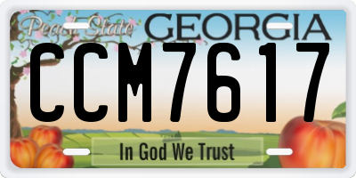 GA license plate CCM7617