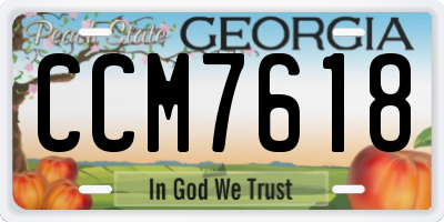GA license plate CCM7618