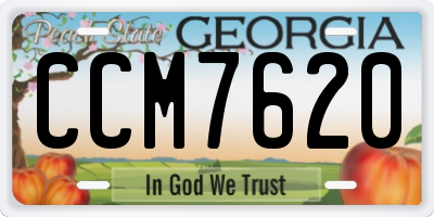 GA license plate CCM7620
