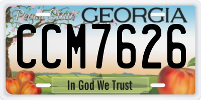 GA license plate CCM7626